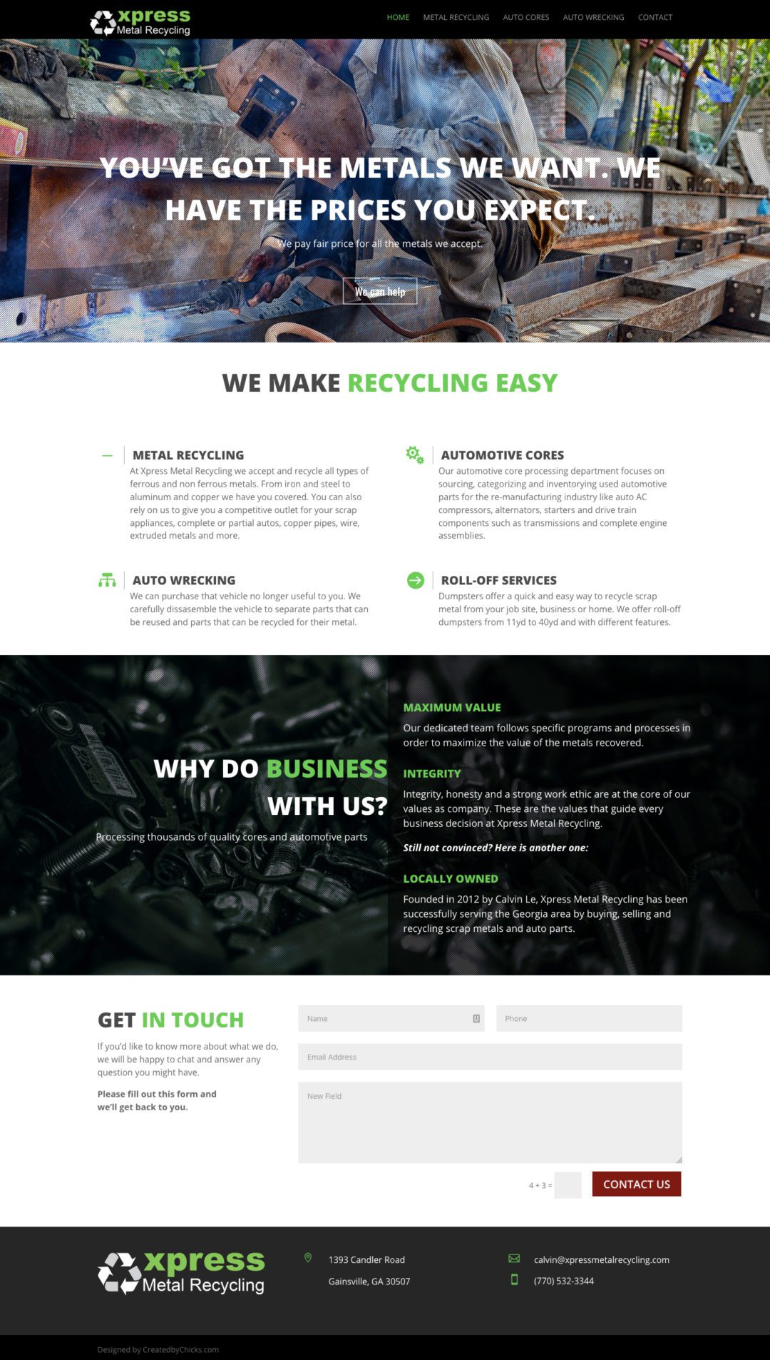 Website, Xpress Metal Recycling
